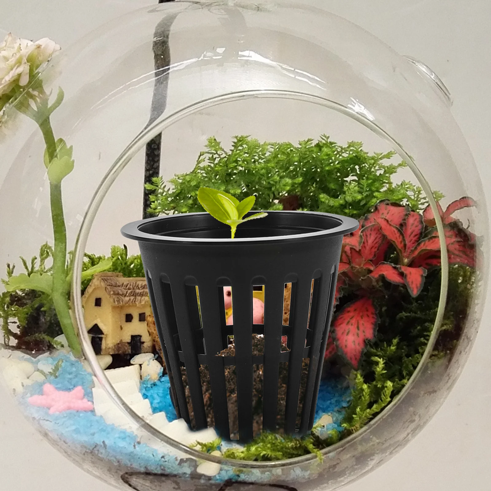 

20pcs Hydroponic Pots Soilless Cultivation Mini Garden Baskets 10Black 10White Net Cups Growing Net Cups Planters