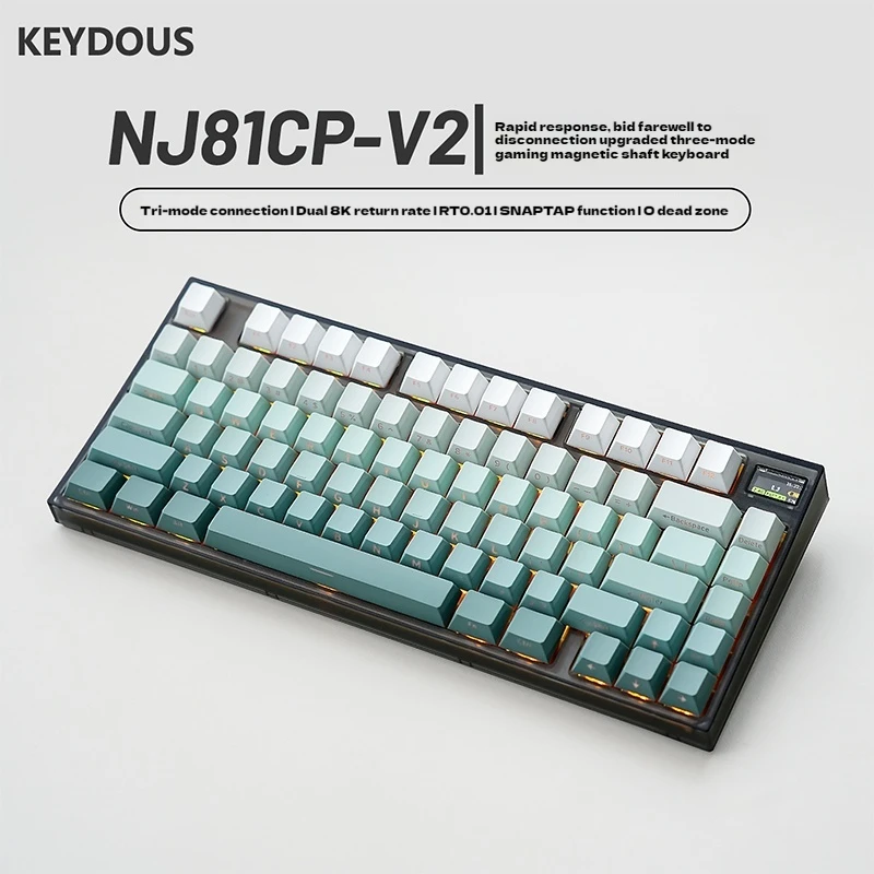 Keydous Nj81-Cp V2 Magnetic Axis Gaming Keyboard Double 8k Three-Mode Wireless Bluetooth Rt0.01 0 Dead Zone Rgb Magnetite Pro