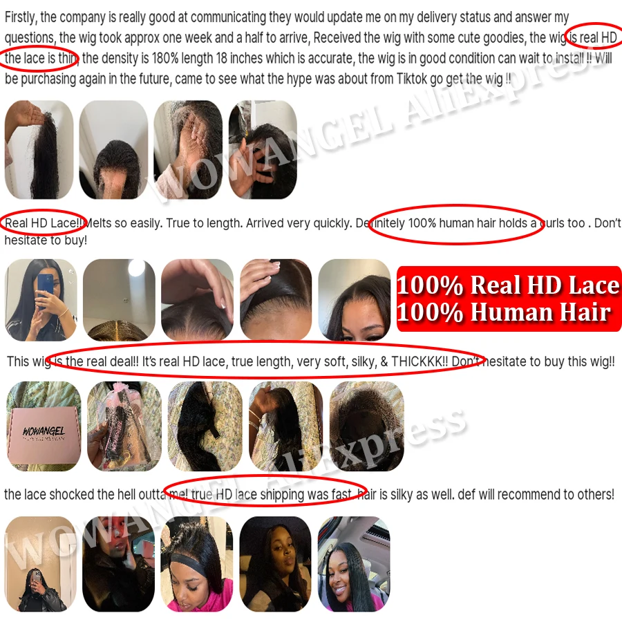 WOW ANGEL HD Lace Frontal Perücke 250% 13x6 HD Lace Front Perücke Glattes Haar Unsichtbare HD Lace Hautschmelzende HD Lace Front Echthaarperücke – Detail 4