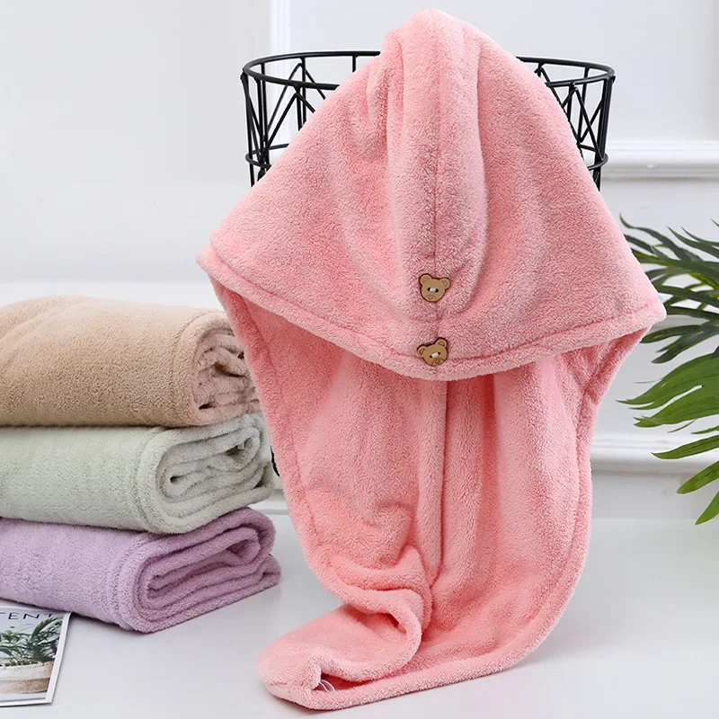 Women Hair Drying Hat Quick-dry Hair Towel Cap Hat Bath Hat Microfiber Solid Towel Cap Super Absorption Turban Hair Dry Cap