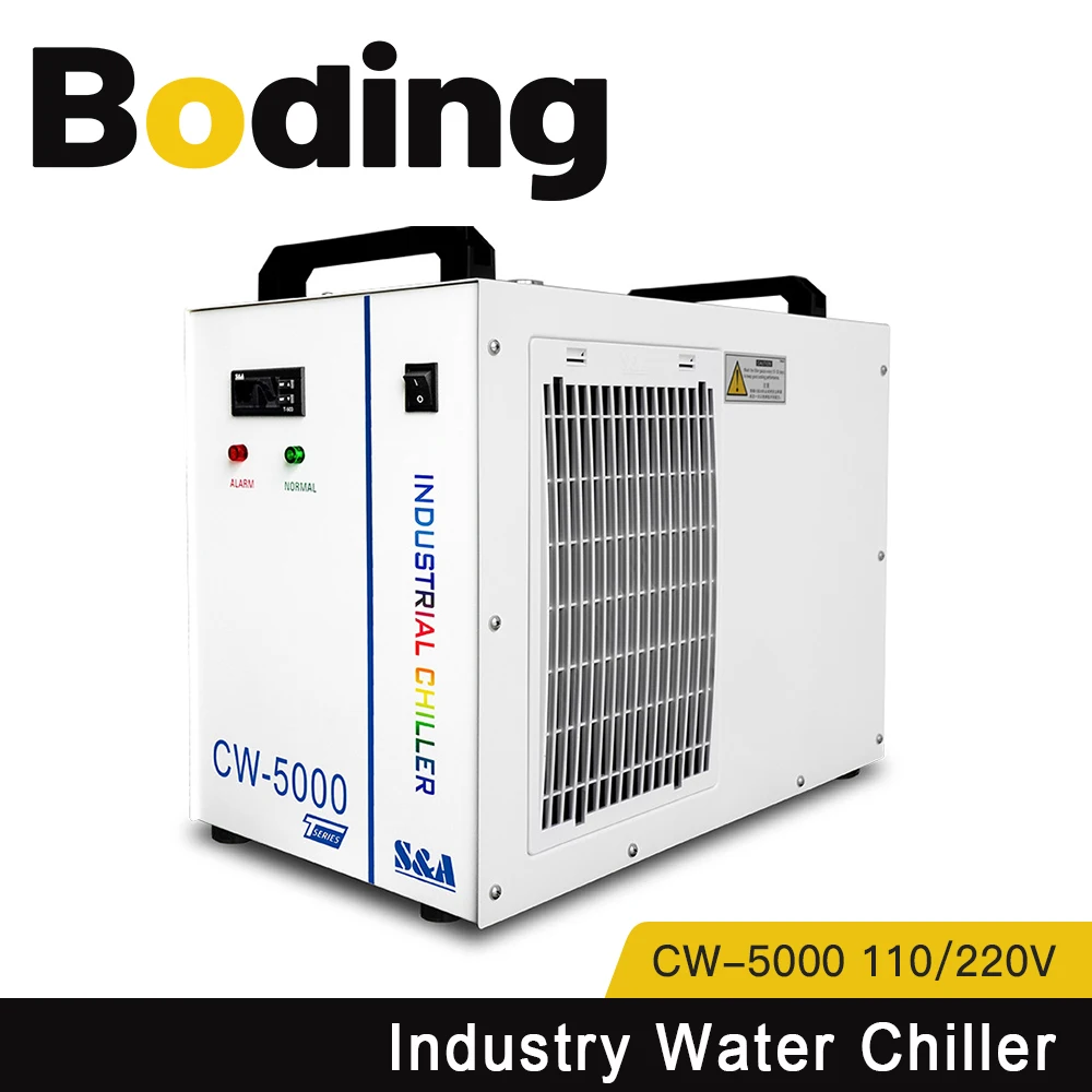 

BODING S&A CW5000 Industry Air Water Chiller For CO2 Laser Machine Cooling CNC Spindle 80W 100W 130W 150W Co2 Laser Tube