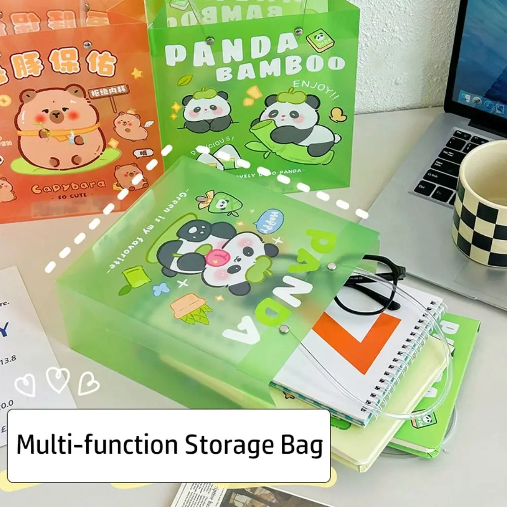 Cartoon Multi-function Clear Tote Bag PP Capybara Panda Gift Bag Waterproof Large-capacity Handbag