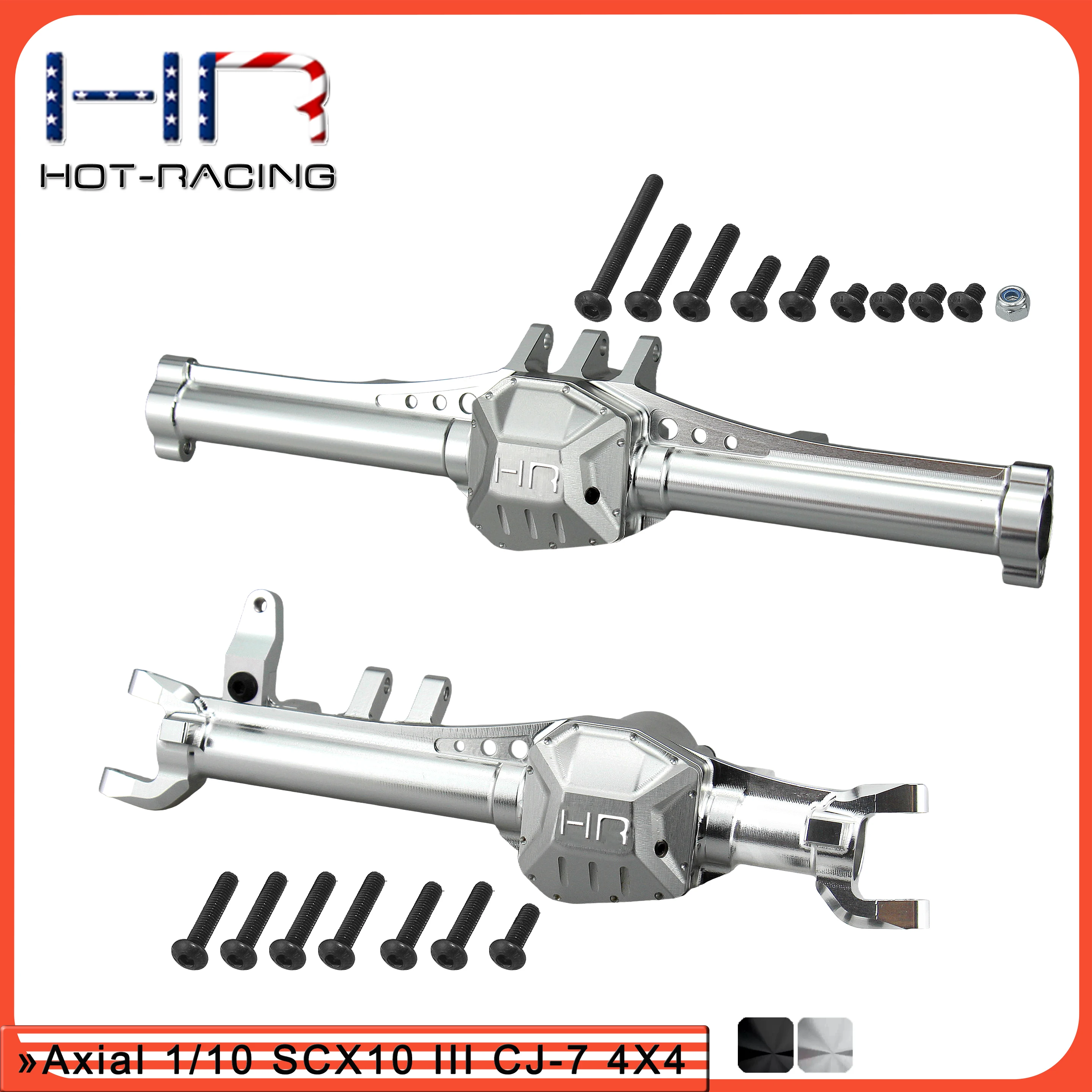 Hot Racing SXTT12XR01 & SXTT12XF01 Aluminum Axle Housing Set for Axial 1/10 SCX10 III CJ-7