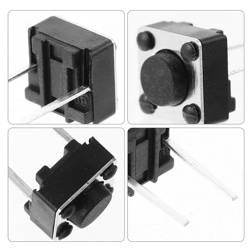 100Pcs Micro Tactile Switches Momentary Push Button Light Sensitive Response Vertical Installation Pcb Development