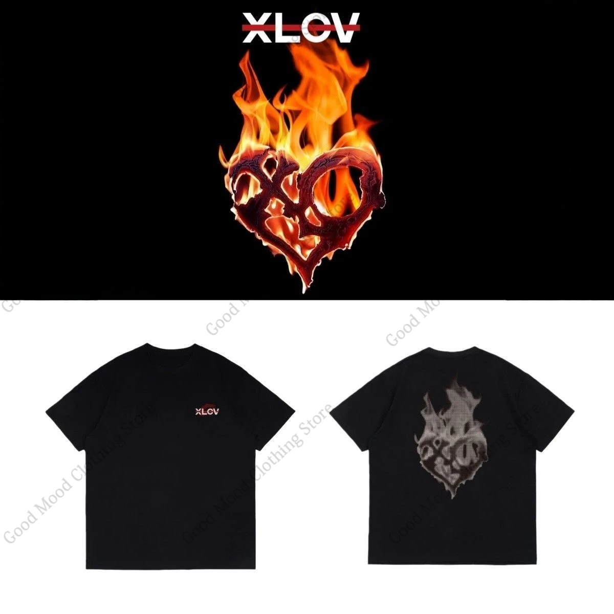 XLOV アルバム I ONE Tシャツ Kpop ファッション炎レタープリント Tシャツルーズトレンド男性女性高品質綿半袖 Tシャツトップス