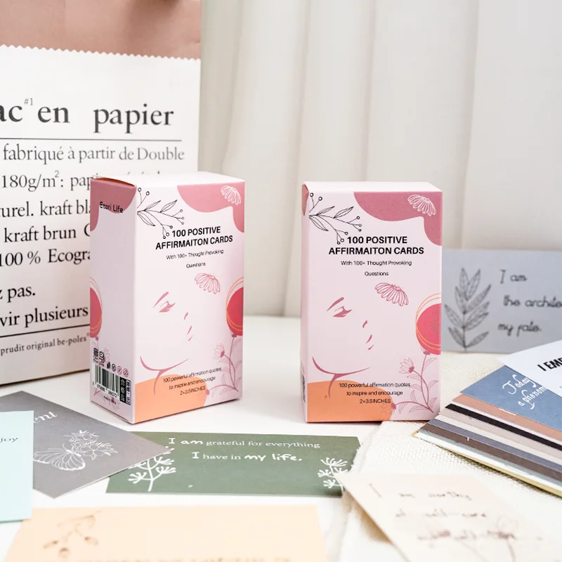 1Style 100Sheets/box Morandi Color Inspirational Women Cards 100 Not Repeatable Creative Handbook Materials DIY Decoration