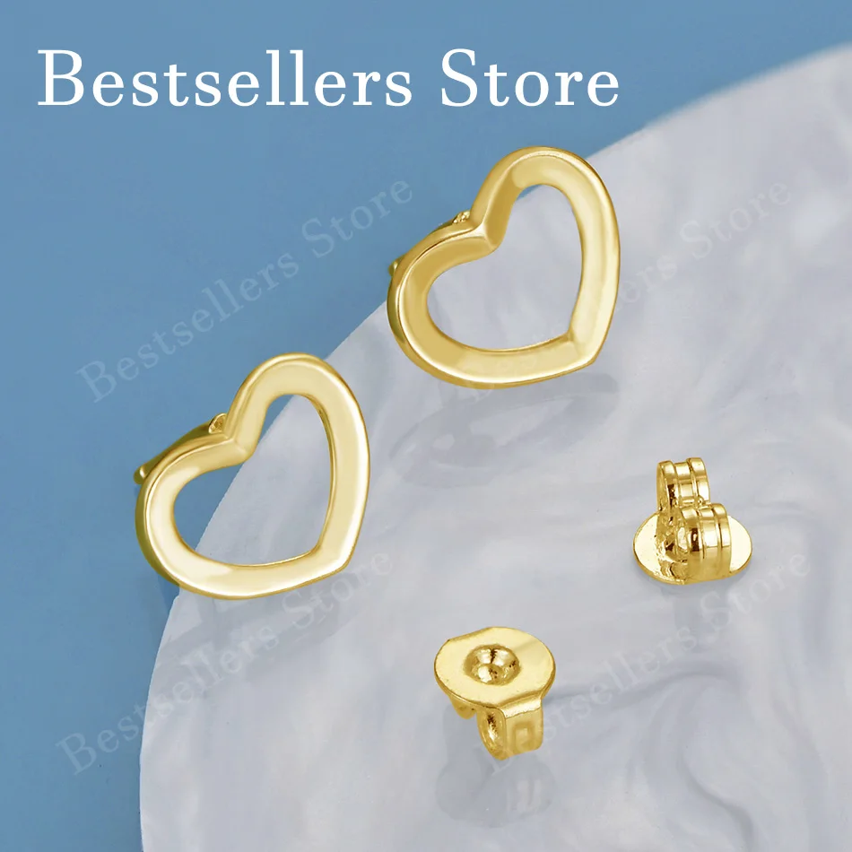 18K Gold Plated Exquisite Openwork Heart-Shaped Earrings - Stylish Wedding Gift Jewelry for Women