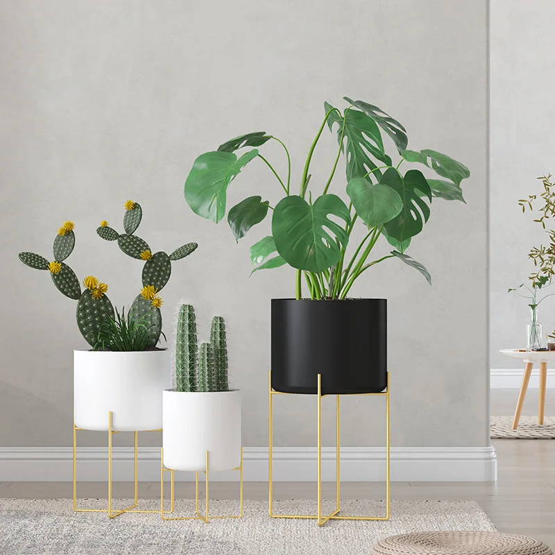 Nordic Indoor Balcony Plant Stand Four Leg Wrought Iron Flower Rack Living Room Decor Plant Stand Outdoor Plant Shelf Plant