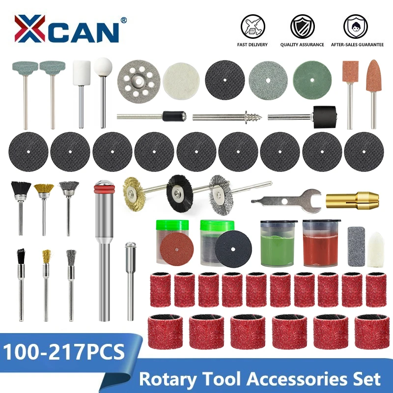 XCAN Rotary Tool Accessory Kit 100-217pcs 1/8'' Shank Mini Polishing Sanding Drilling Grinding Set for Dremel Rotary Tools