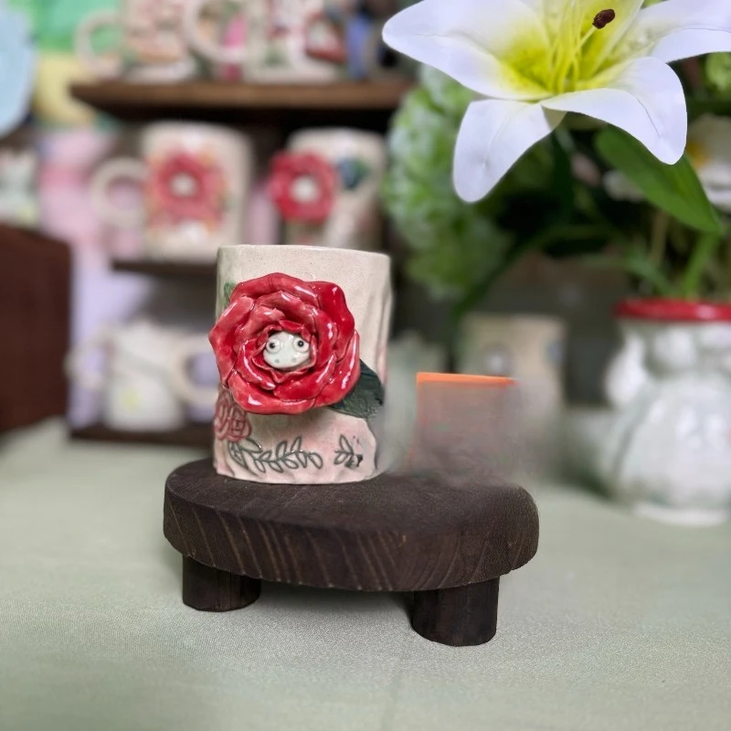 

Rose flowering cup, mug, water cup, ceramic tableware