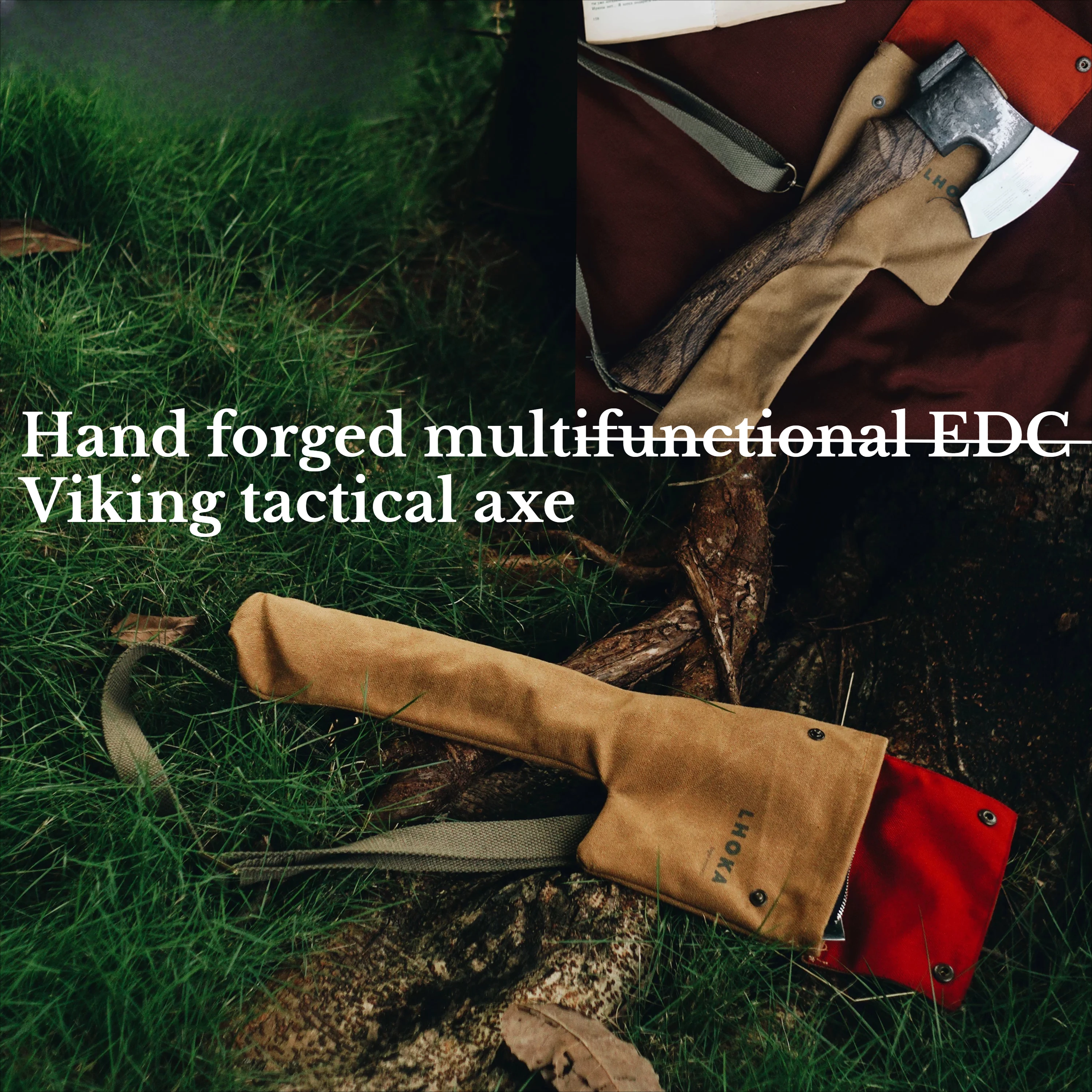 Outdoor Multifunctional Tactical Axe EDC Hand Forged High Carbon Steel Portable and Portable Emergency Tool