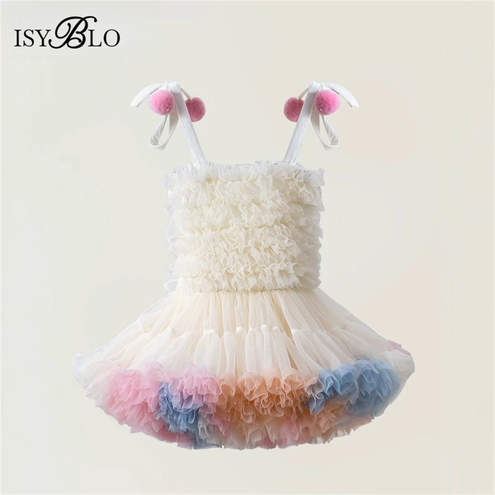 Adjustable Straps Tutu Dres for Kids 90cm - 130cm Birthday Party Gowns Chidren Christmas Dresses Above Knee Dress