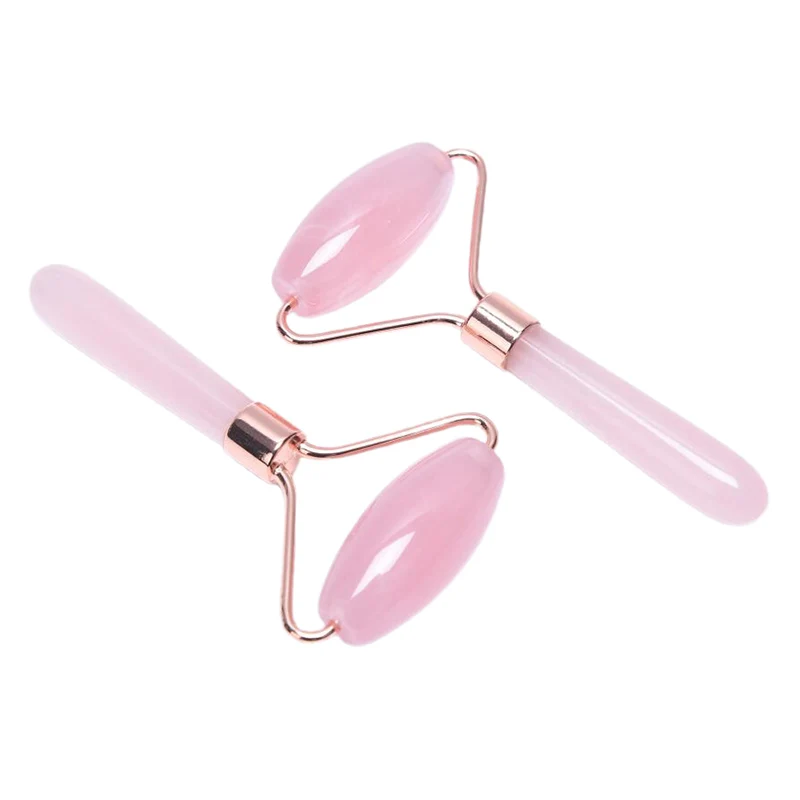 Rodillo masajeador de cristal de cuarzo rosa, herramienta de belleza para el cuidado de la piel Facial, Lifting de arrugas