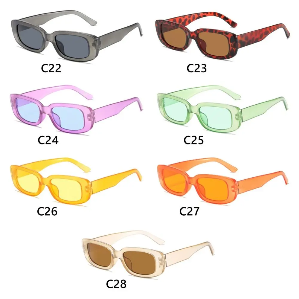 

2025 Retro Narrow Square Frame Y2K Sun Glasses Candy Color UV400 Protection Black Shades Rectangle Sunglasses for Women Men