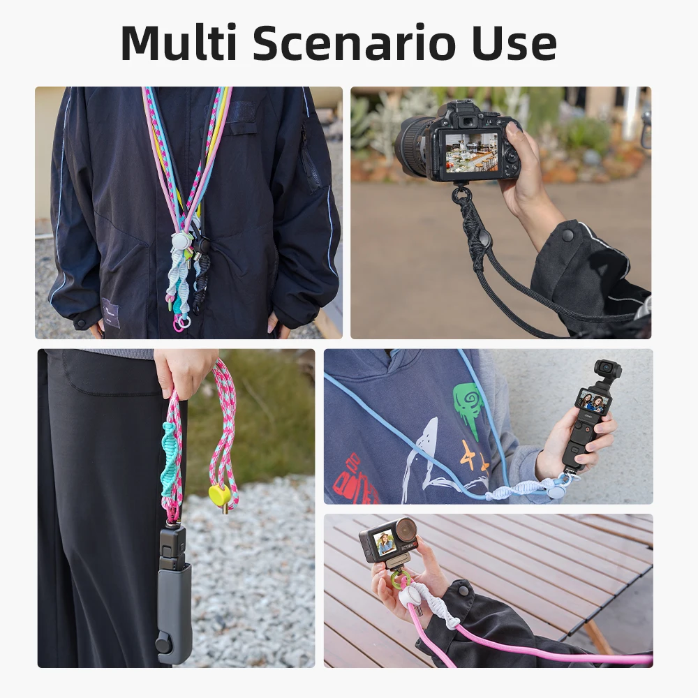 Camera Lanyard for DJI Pocket 3/Action 5 Pro/Insta360 X5 Camera With 1/4in Screw Neck Strap Adjustable Hanging Rope Acceeories