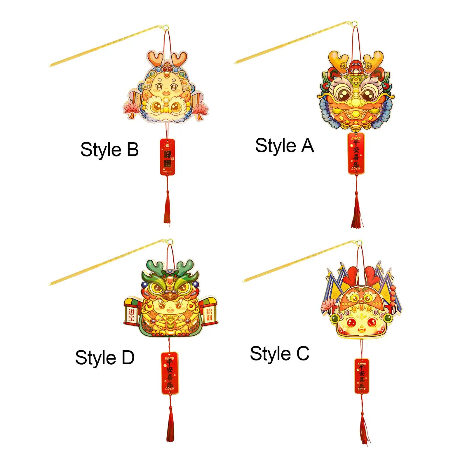 Chinese New Year Lantern DIY Set Cartoon Ornament Handheld Lantern 2024 Spring Festivals Decoration for Children Girls Kids Boys