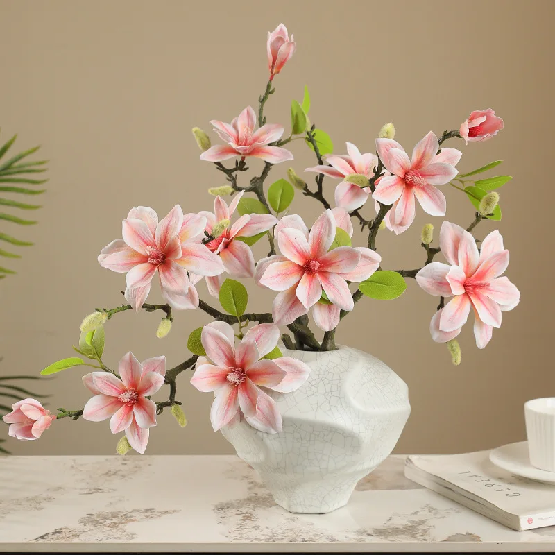 

40CM New Chinese Artificial Hand Feel Magnolia Retro Home Furnishing Hotel Forest Garden Landscape Flower Art Magnolia