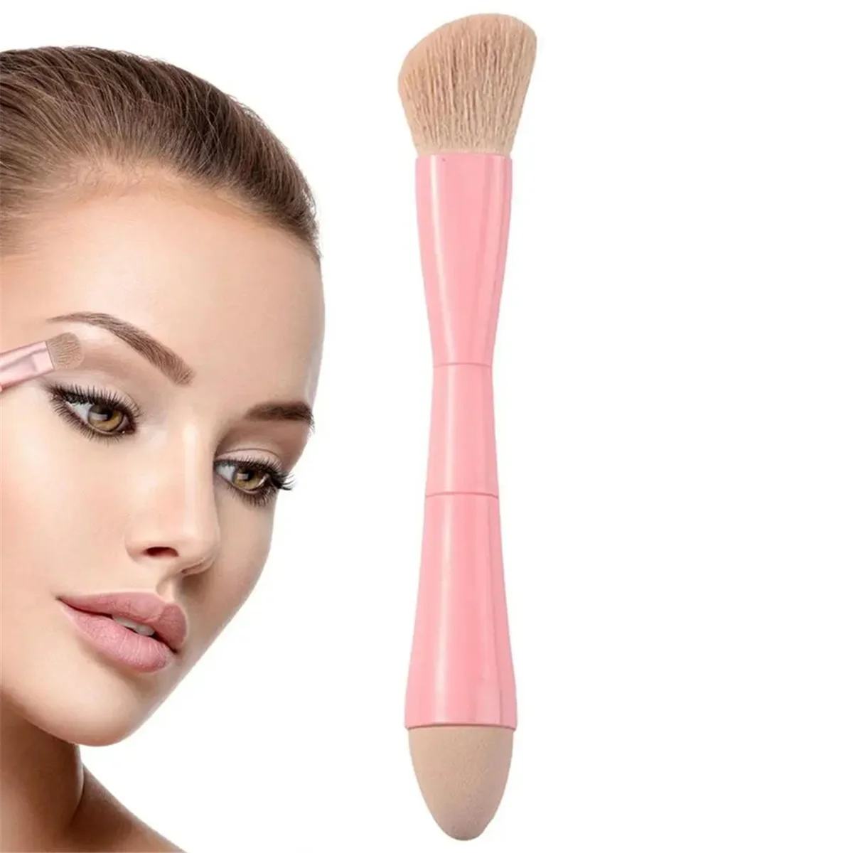 Pinceau de maquillage à double extrémité 4 en 1, brosse cosmétique de voyage rétractable, éponge multifonctionnelle anti-cernes pour fard à barrage