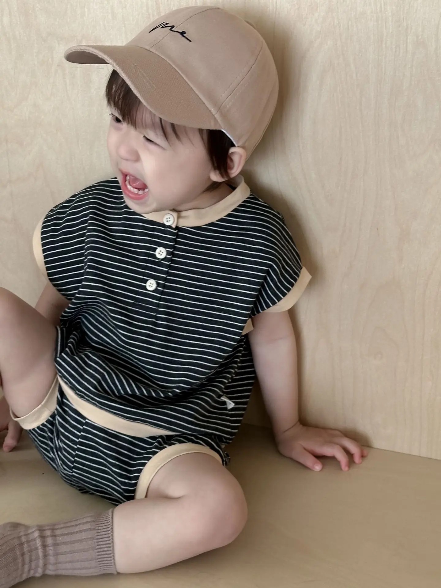 

2024 Summer New Baby Short Sleeve Clothes Set Infant Boy Girl Striped T Shirts + Shorts 2pcs Suit Cotton Casual Toddler Outfits