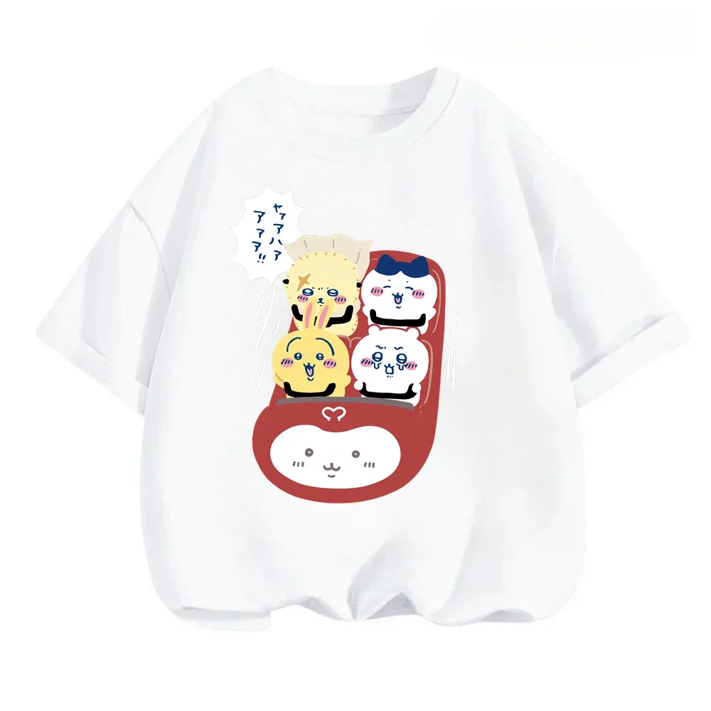 Chiikawa Brings Japanese Comic Characters to Life Fun-Filled Kawaii O-neck Summer Tops for Trendsetting Boys and Girls