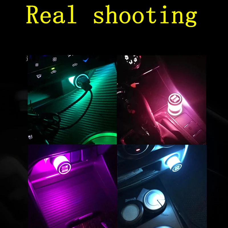 شاحن سيارة مع ضوء ملون للسيارة، إكسسوارات داخلية للسيارات بمنفذين، مدخلات مناسبة لـ 12 فولت أو 24 فولت