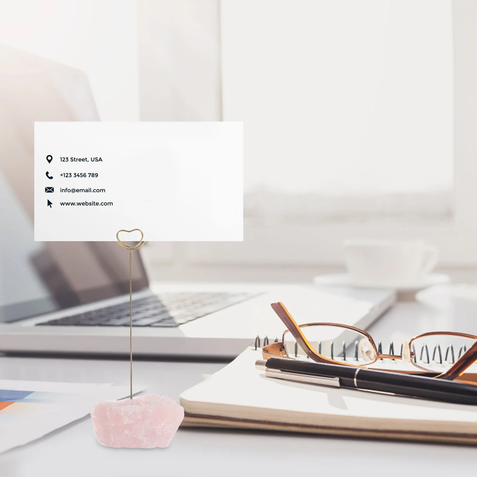 

Natural Crystal Stone Card Holder Unique Table Decor for Wedding Memo Note Photo Clip Stand Place Card Display