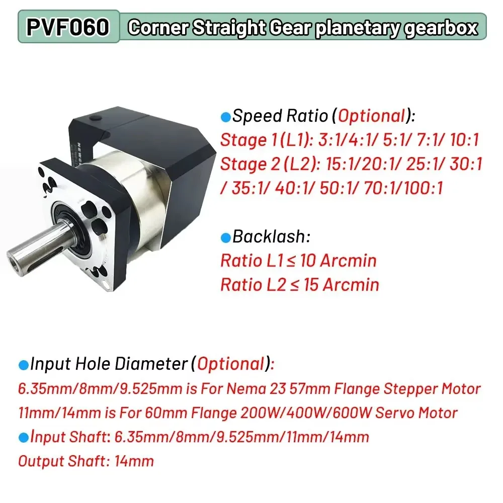 90 Degree Right Angle Planetary Gearbox Step-Down Planetary Reducer Backlash 10Arcmin Ratio 3-100:1 for Industrial Robot