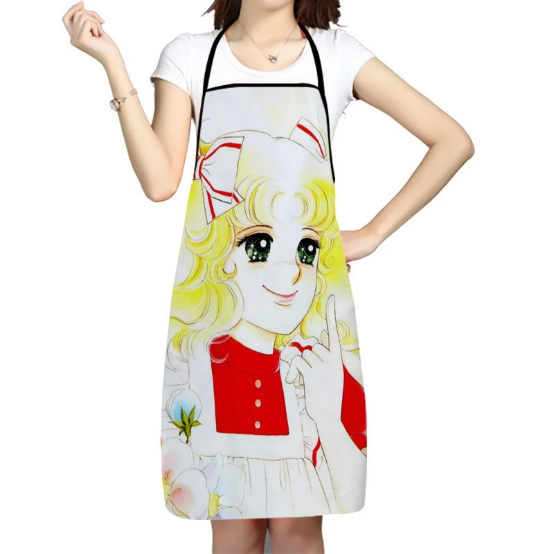 Candy Candy Anime Girl Oxford Fabric Apron For Men Women Bibs Home Cooking Baking Cleaning Aprons Kitchen Accessory 0506