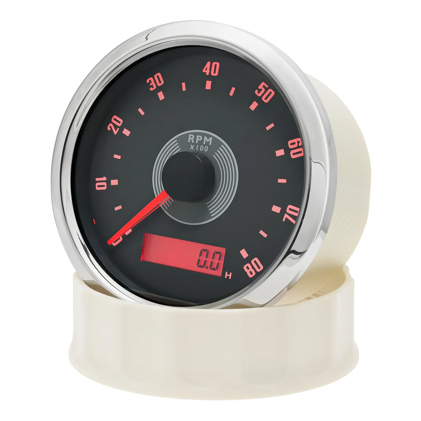ZMFJH Retro Vintage Pointer Tachometer 8000RPM,10000RPM 85mm Tachometer Red/Yellow Backlight for Auto Car Boat Yacht Waterproof