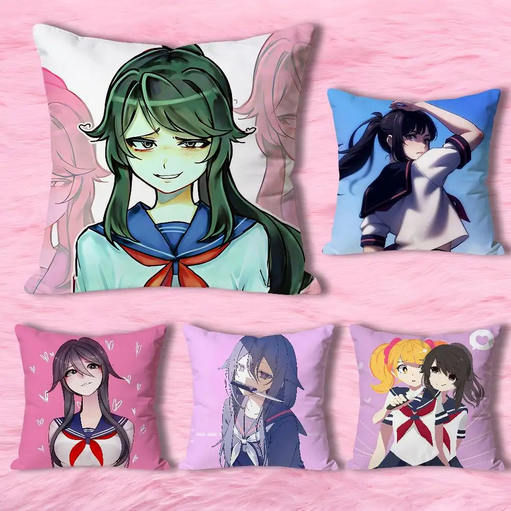 Y-Yandere Ayano Aishi S-Simulator Polyester Printed Pillow Cover Square 30 40 45 50 60 65 cm Soft for Sofa Bed Car Home Decor
