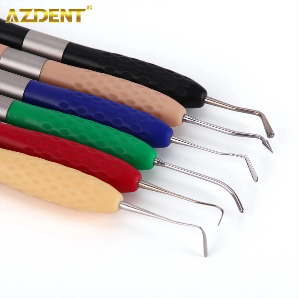 AZDENT 6PCS/Set Dental Resin Filled Restorative Filler Aesthetic Restoration Knife Silicone Handle Dentistry Tool Instrument