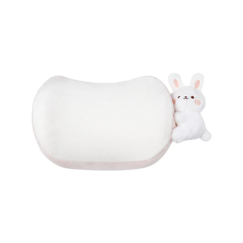 Cute Cartoon Memory Foam Car Neck Pillow & Lumbar Support Set Plush Soft Warm Waist Cushion for Auto Seat