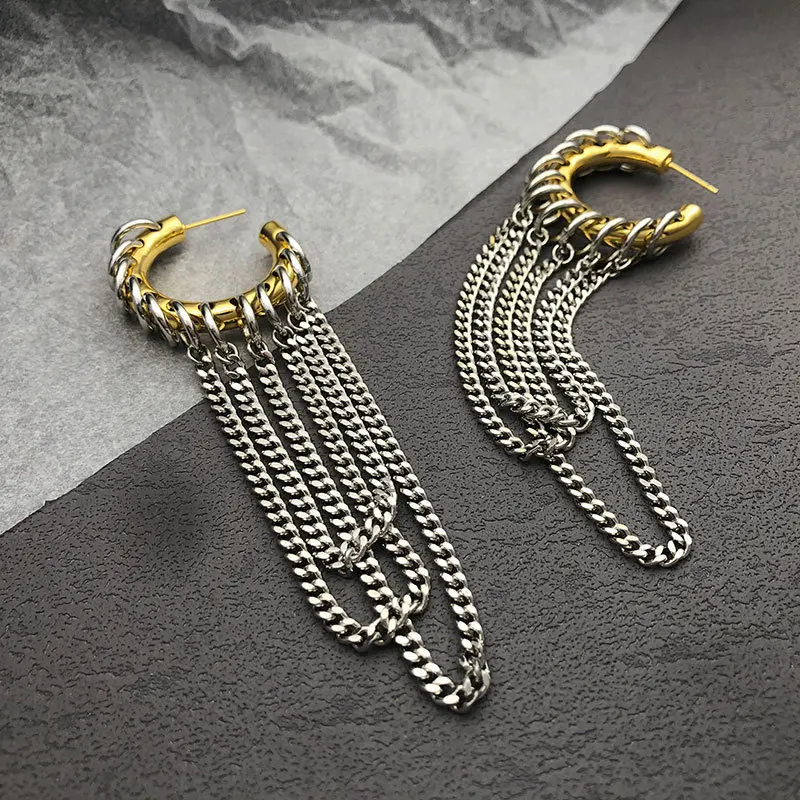 Kshmir Exaggerated Long Tassel Earrings For Women European American Personality Punk Jewelry Fashion Accessories