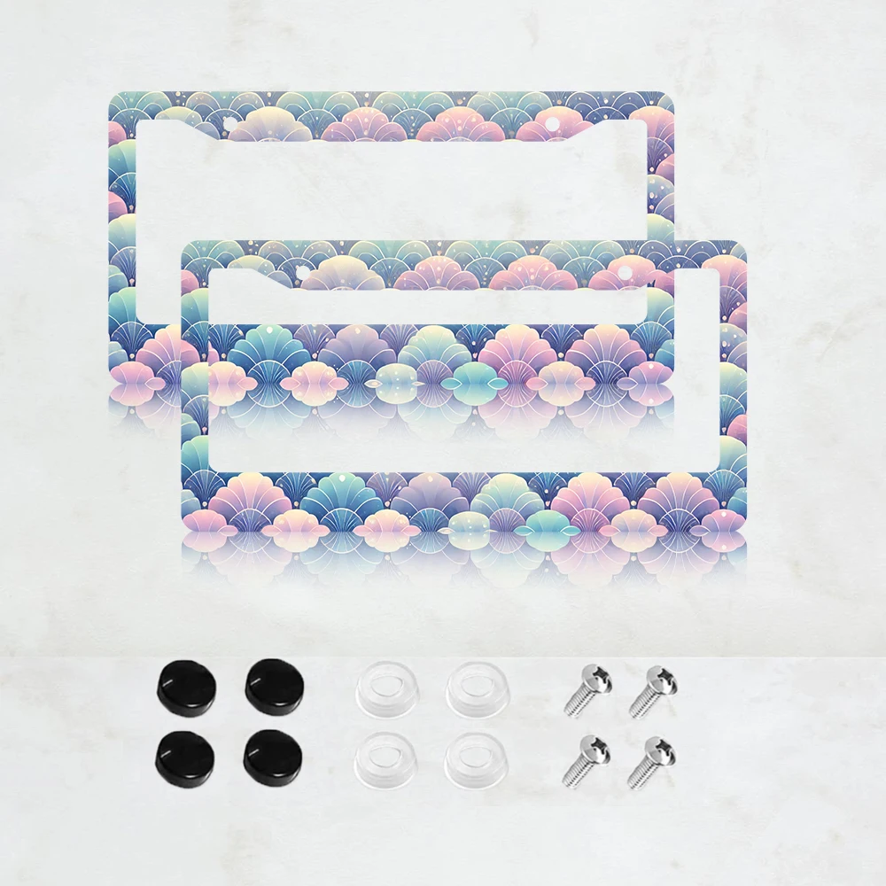 

Рамка для номерного знака из алюминия с принтом рыбьей чешуи (2 шт.) - стандартный размер США, декоративный кронштейн для автомобильного номерного знака, 2 отверстия