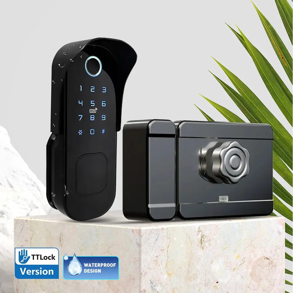 

Factory Tuya Electric Smart Door Lock Waterproof Double Sided Rim Digital Fingerprint Aluminum Alloy for Courtyard Outdoor Gate
