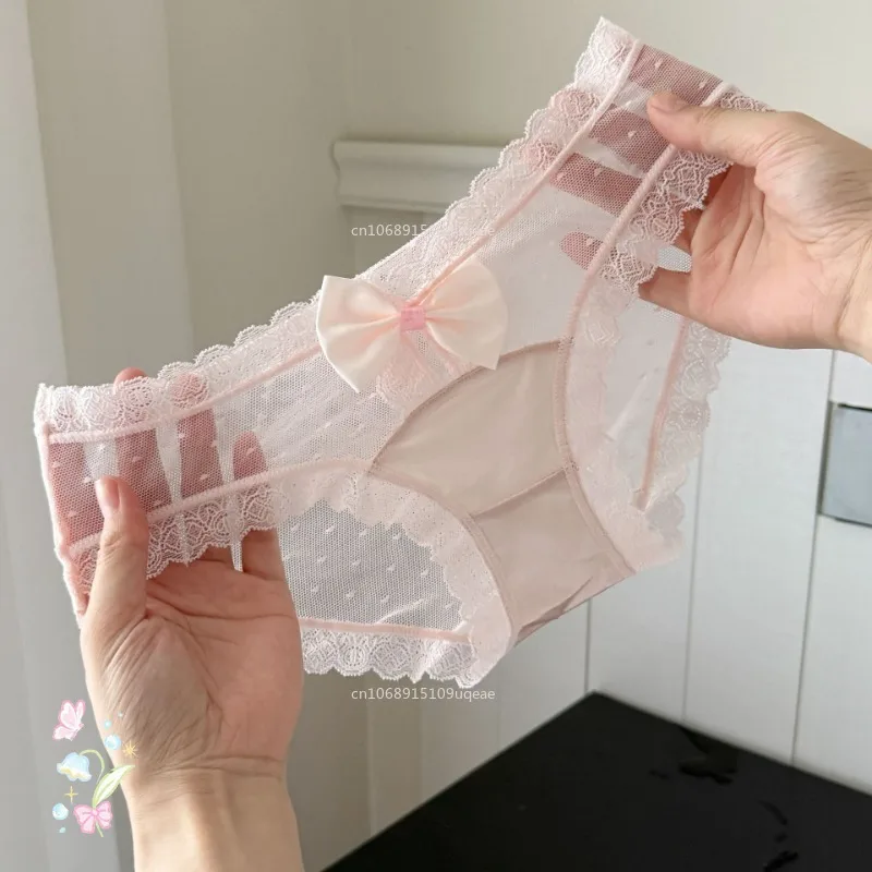 얇은 속옷 여성 새틴 섹시한 팬티 메쉬 부드러운 레이스 Ropa Interior Femenina 항균 란제리 소녀 Ropa Interioir Mujer