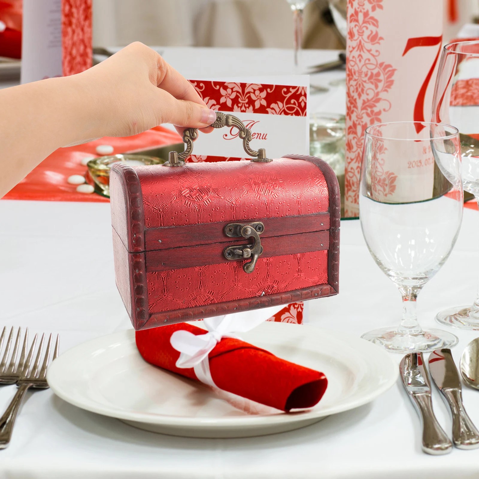 

Retro Wooden Jewelry Box Vintage Organizer Case Decorative Trinket Storage Container Wedding Candy Box Jewelry Case