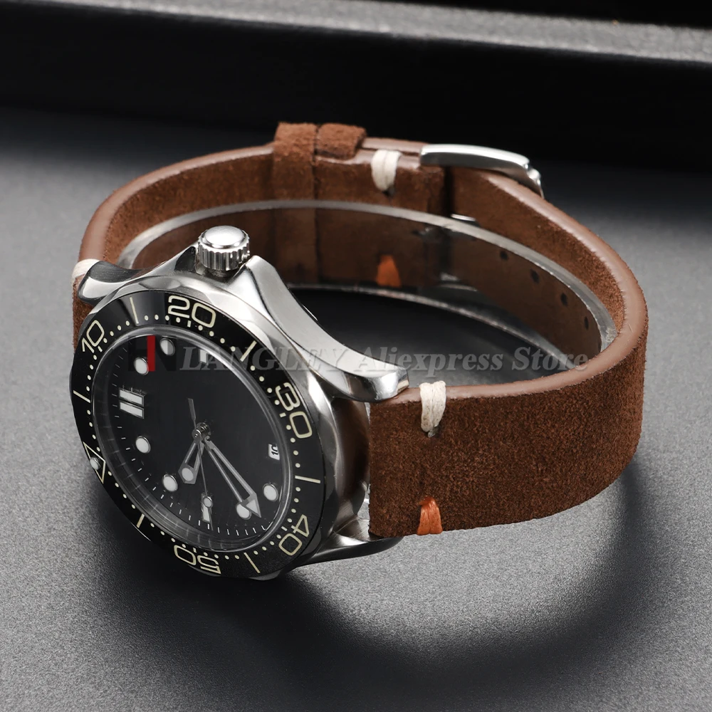 20mm 22mm 스웨이드 가죽 스트랩 빈티지 수제 스티치 시계 밴드 삼성 시계 7/6/5/4 남성 여성 교체 팔찌