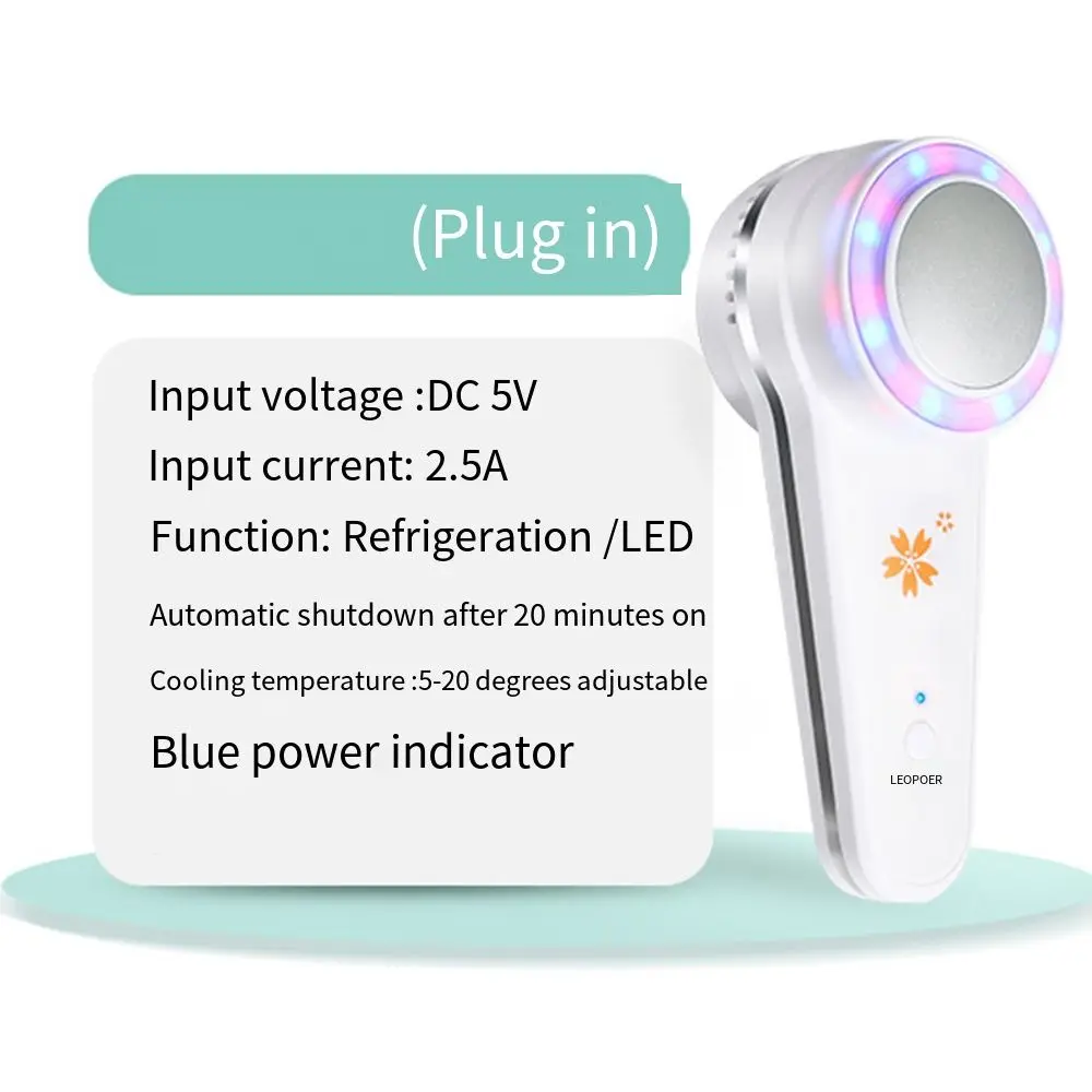 Oplaadbaar foton schoonheidsinstrument Huidlift Rood Blauw Groen Licht Heet Koud Hamer Draagbaar introductie-instrument
