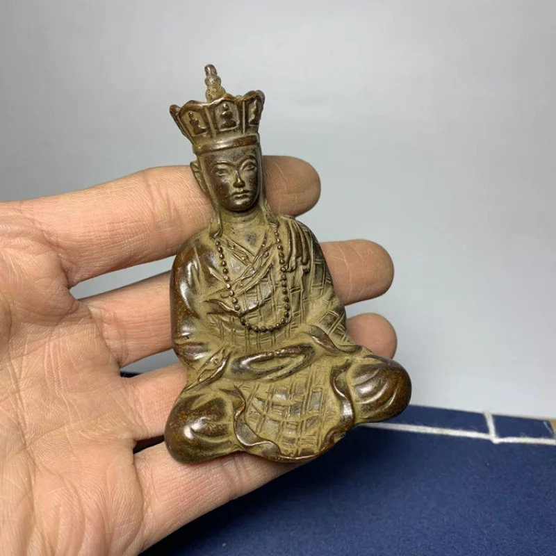 Antique Antique Collection Inch Buddha Land Tibetan Figure of Buddha Retro Small King of Earth Tibetan Copper Plated Statue Budd