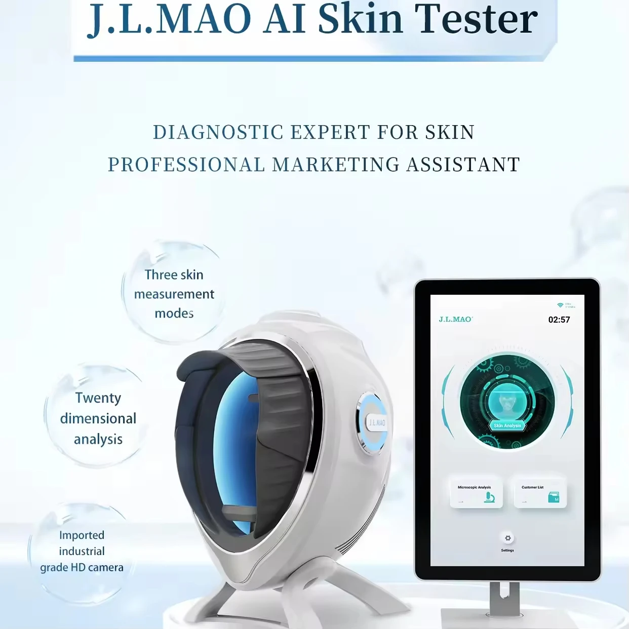 Ai Smart Skin Detector Magic Mirror for Facial Analysis UV Layer Moisture Spectrum Analyzer Machine
