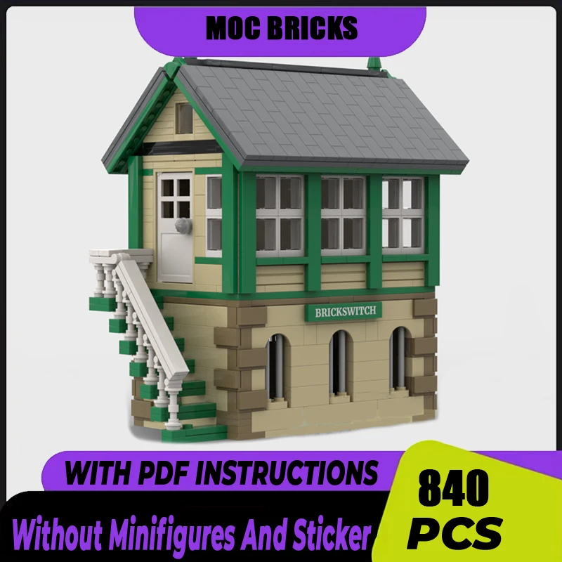 Street View Model Moc Building Bricks British Railway Signal Box Accessories Technology Blocks Gifts Christmas Toys DIY Assembly