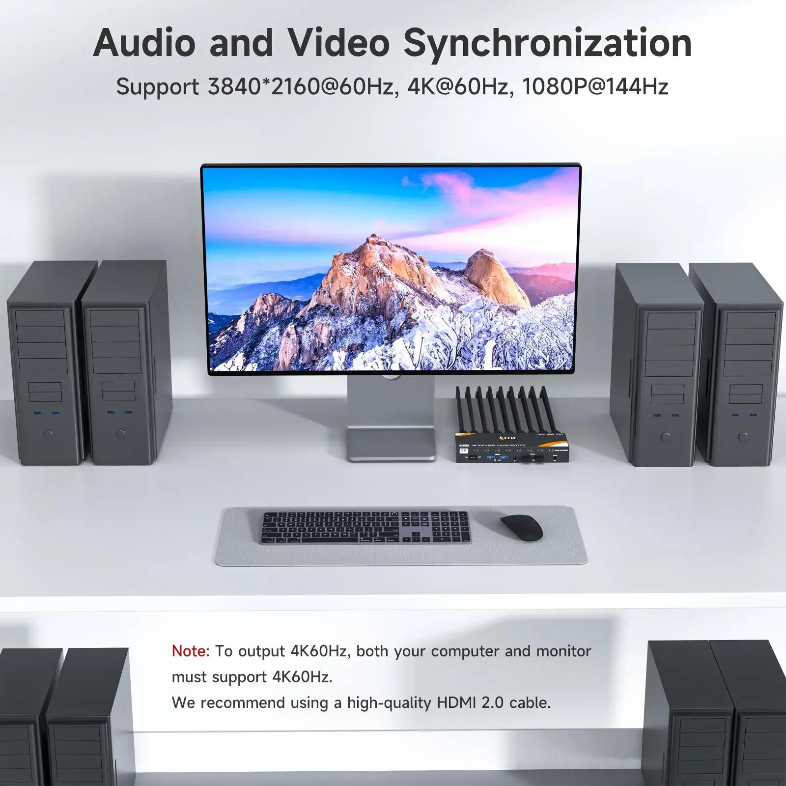 Switch KVM USB 3.0 Computer 8/10 1 monitor Simulazione EDID 4K a 60 Hz, switch HDMI per computer 8/10 Condividi 1 monitor 4 dispositivi USB