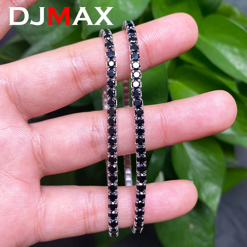 DJMAX Bracelet Lab Grown Ruby Bracelets for Women For Men 925 Silver Stretchable Fine Eternity Tennis Chain Jewelry Gift Hip Hop