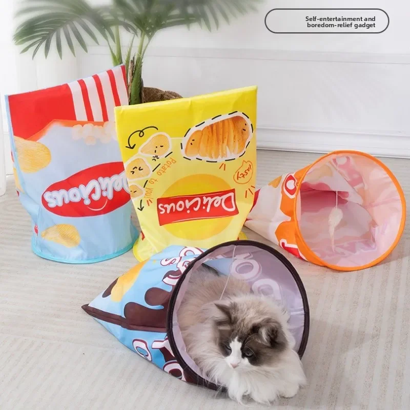 Foldable Crinkle Paper Cat Tunnel Self-amusing Cat Toy Rolling Dragon Tunnel Cat Bag Hiding Toy Pet Supplies