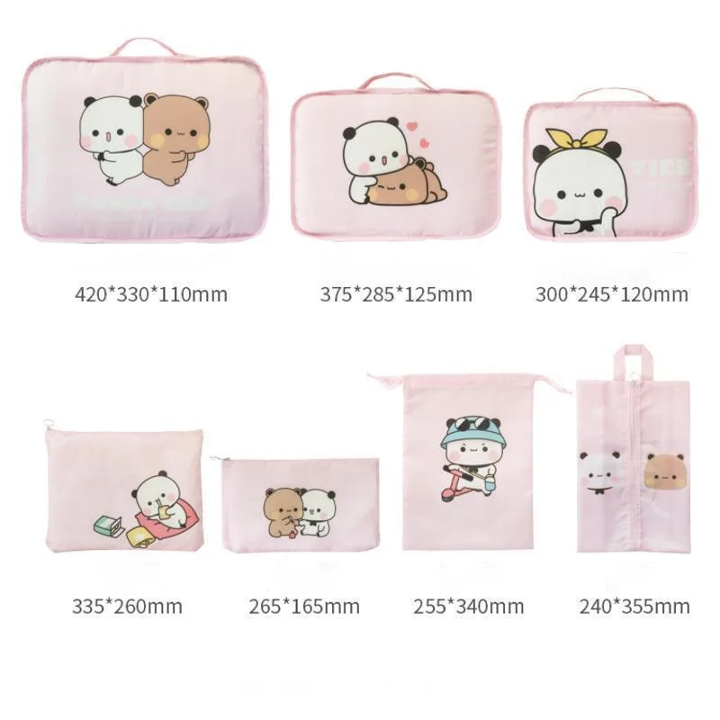 Cartoon Cute YiER BuBu Travel Storage Bag 7 Piece Set Waterproof Travel Organizer Portable Luggage Clothes Storage Bag Cases Set