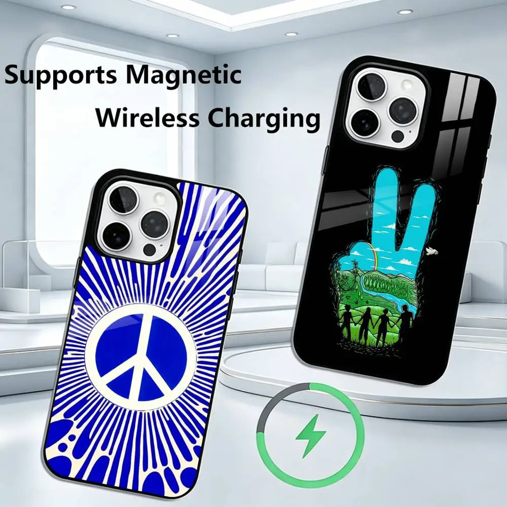 Peace S-symbol of the world Phone Case For iPhone18,17,16,15,14,13,12,11 Plus,Pro Compatible with magnetic wireless charging