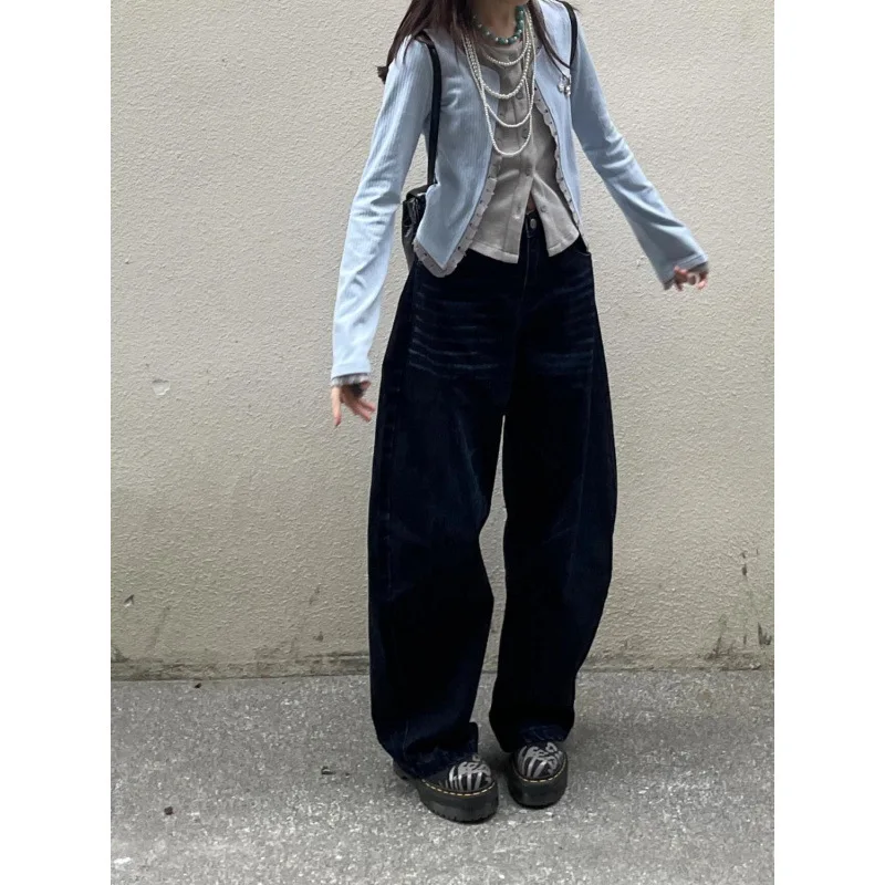 Artist Two-Piece Autumn Winter Blue Patchwork Color-Block Top