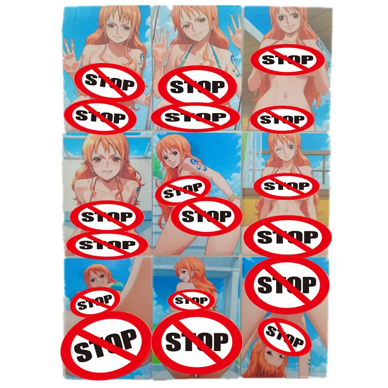 9Pcs/set Anime Cards One Piece Nami ACG Nude Sexy Homemade Cards Classic Games Toys Gift Collection Cards DIY