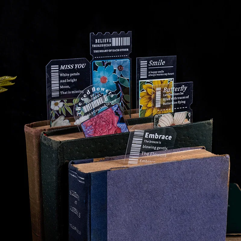 4pcs Retro Flower Butterfly Bookmark PVC Matte Reading Book Mark Vintage Reading School Classroom Library Student Supplies